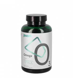 Puori branded omega O3 pill jar