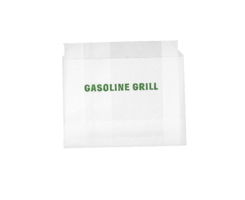 Gasoline Grill branded white fries bag